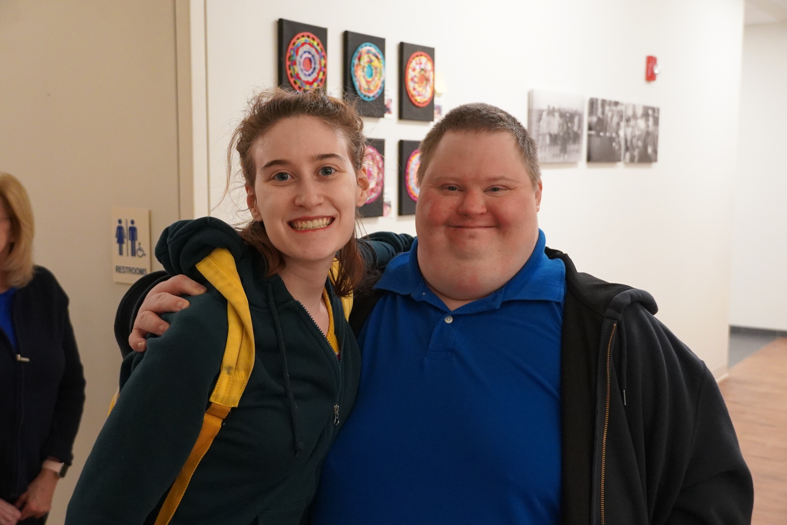 A photo of two CEL members smiling at Sip and Stroll.
